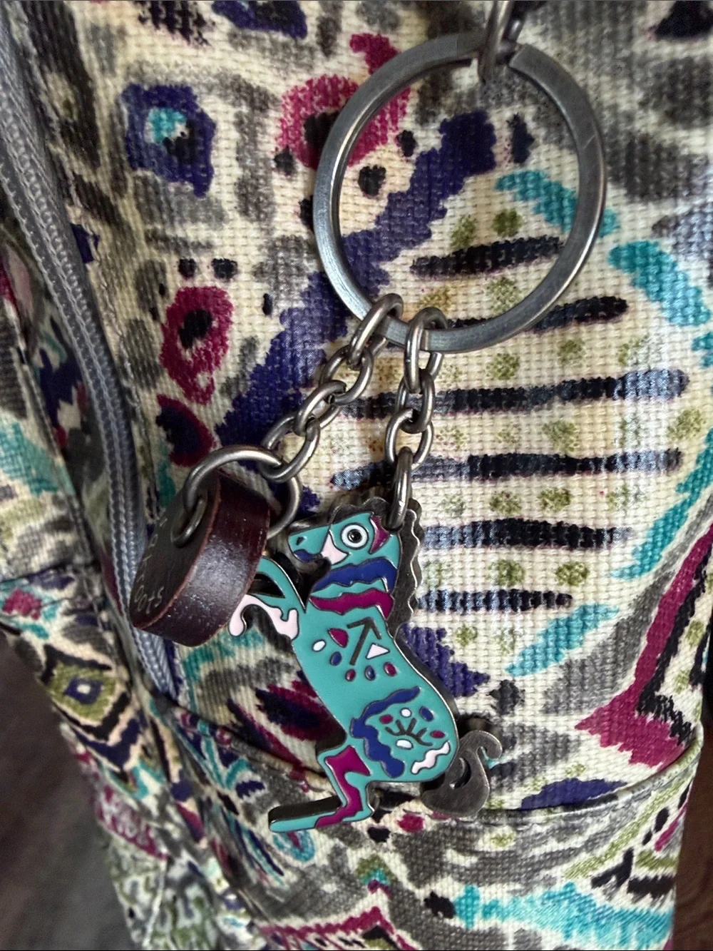 Sakroots Multicolor Tribal-Print Mini Backpack — Teal, Purple, Pink & Cream